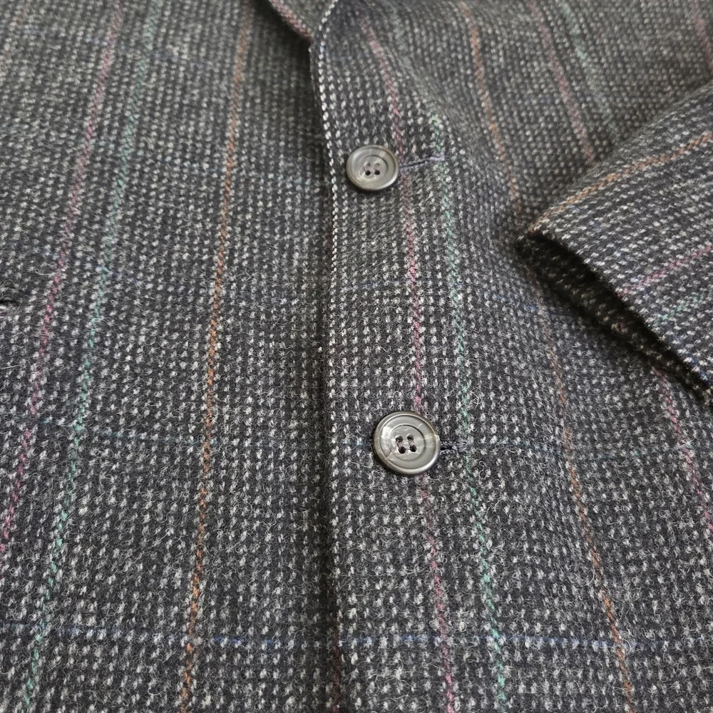 VTG 70s Centura The Broadway Wool Gray Houndstooth Blazer Sport Coat Jacket, 42R